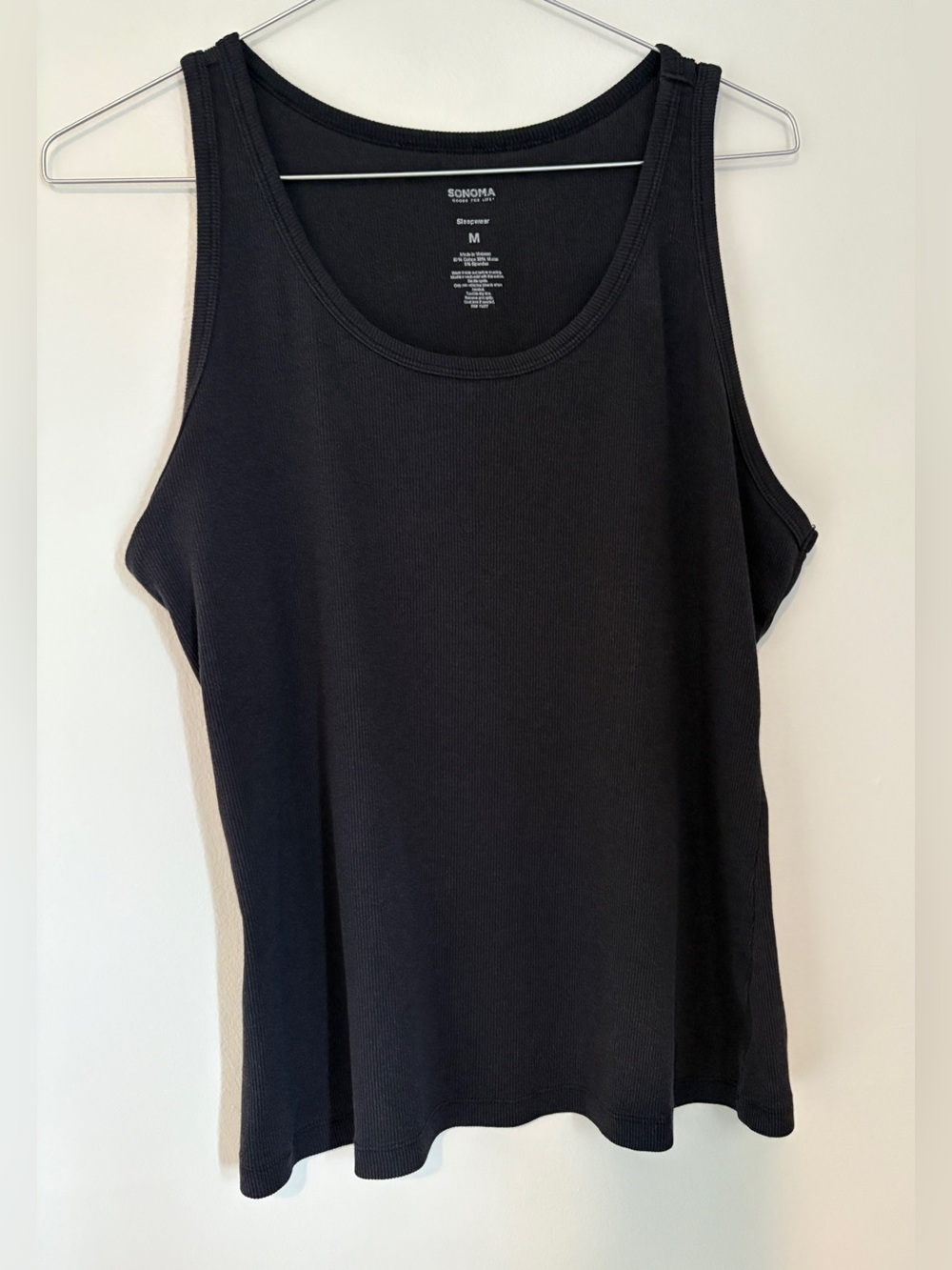 Sonoma Black Ribbed Scoop Neck Tank Top